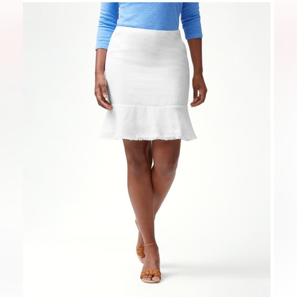 Tommy Bahama White Ruffle-Hem Pencil Skirt